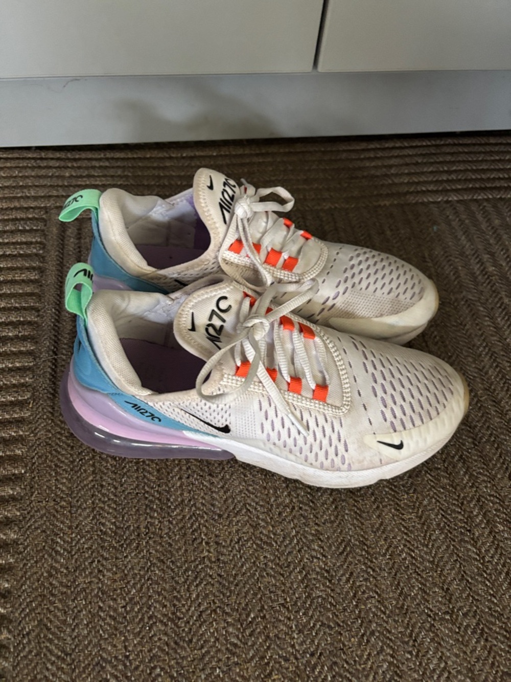 Nike White Sneakers with Pastel Blue, Mint & Lilac Accents
